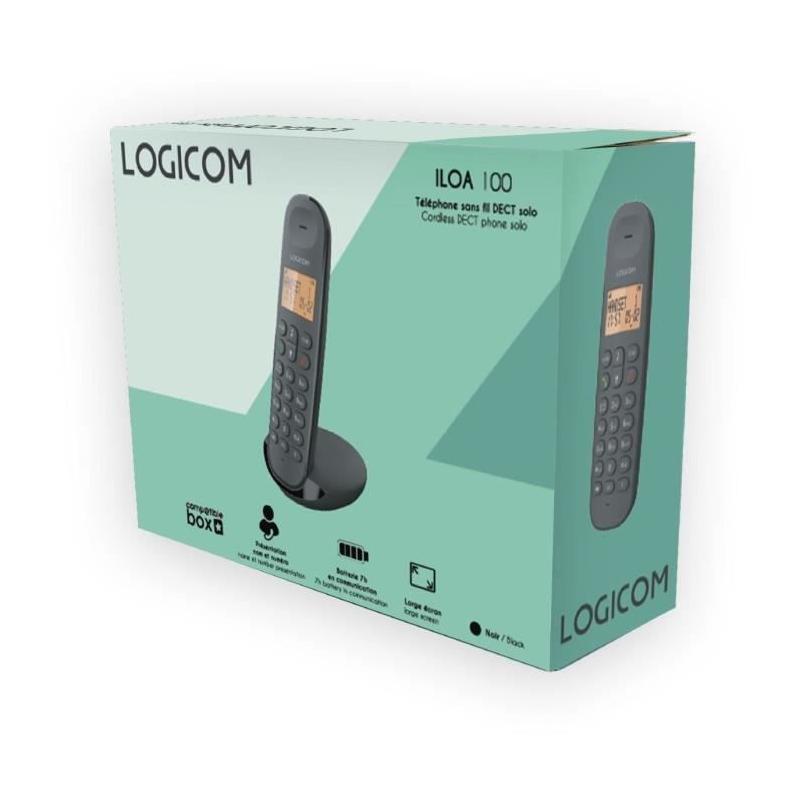 Téléphone fixe sans fil LOGICOM DECT ILOA 150 SOLO - Ardoise - Compact