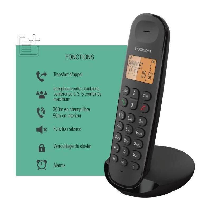 Téléphone fixe sans fil LOGICOM DECT ILOA 150 SOLO - Ardoise - Compact