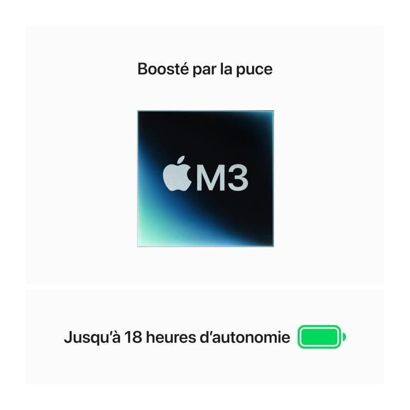 MacBook Air M3 15'' - RAM 16Go - Stockage 256Go - CPU 8 coeurs - GPU 10 coeurs