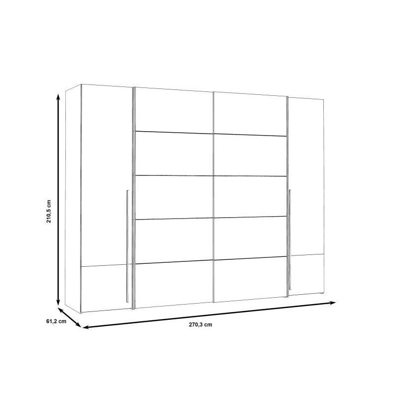 Armoire Chêne Artisan et Béton - 2 Portes Battantes + 2 Portes Coulissantes