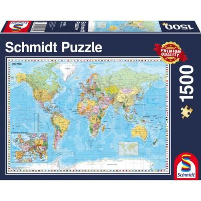 Puzzle Planisphere Schmidt Spiele 1500 pièces - Voyage et cartes - Bleu