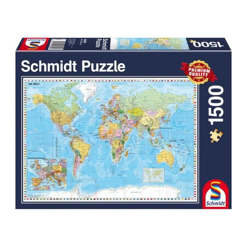 Puzzle Planisphere Schmidt Spiele 1500 pièces - Voyage et cartes - Bleu