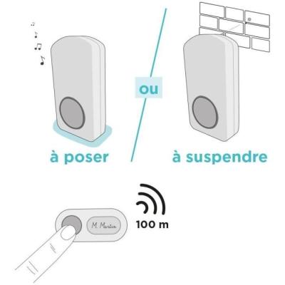Sonnette sans fil OneBell 100 - SCS SENTINEL - 15 mélodies - IP55