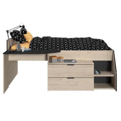Lit Combiné enfant PARISOT Kim - Chene Jackson et Noir - 90x190/200 cm - Made in France
