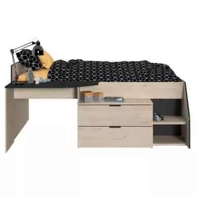Lit Combiné enfant PARISOT Kim - Chene Jackson et Noir - 90x190/200 cm - Made in France