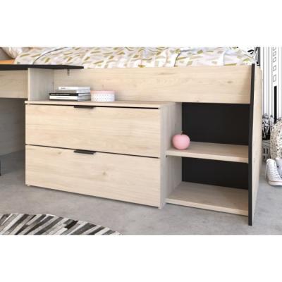 Lit Combiné enfant PARISOT Kim - Chene Jackson et Noir - 90x190/200 cm - Made in France