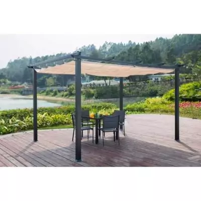 Pergola aluminium CORDOBA - Ecru - 4 x 3 m - Facile à monter Pergola aluminium CORDOBA - Ecru - 4 x 3 m - Facile à monter