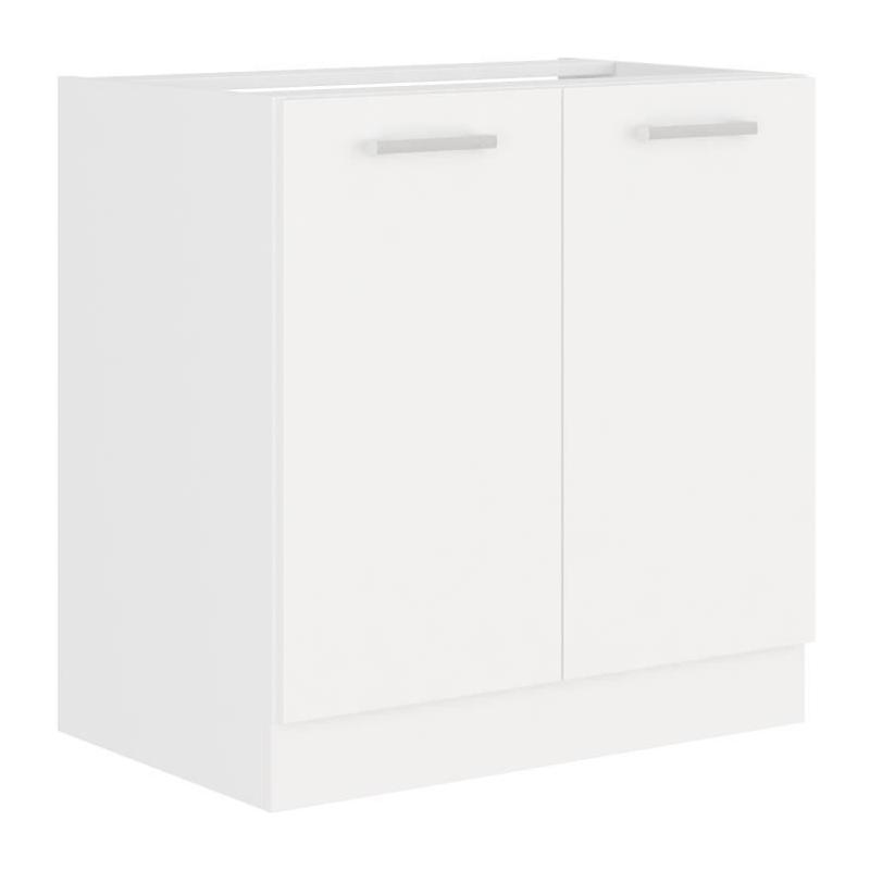 Meuble sous-évier 2 portes - Décor blanc - L 80 x H 82 x P52 cm