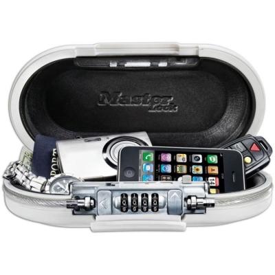 Mini Coffre-fort Portable - MASTER LOCK - Blanc - Avec Câble