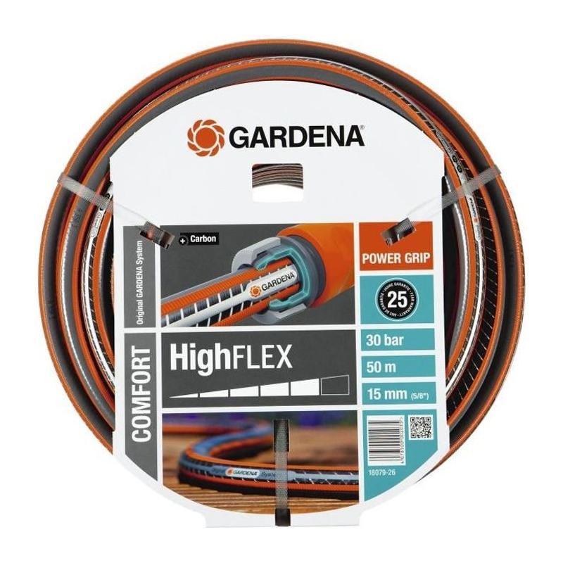 Tuyau d'arrosage Comfort HighFlex GARDENA 50m Ø15mm - Anti noeud - Garantie 20 ans