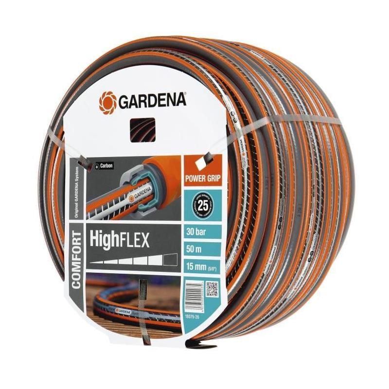 Tuyau d'arrosage Comfort HighFlex GARDENA 50m Ø15mm - Anti noeud - Garantie 20 ans