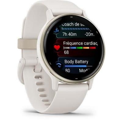 Montre GPS connectée GARMIN Vivoactive 5 - WiFi - Crème Doré - Bracelet Beige