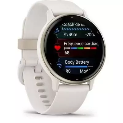 Montre GPS connectée GARMIN Vivoactive 5 - WiFi - Crème Doré - Bracelet Beige
