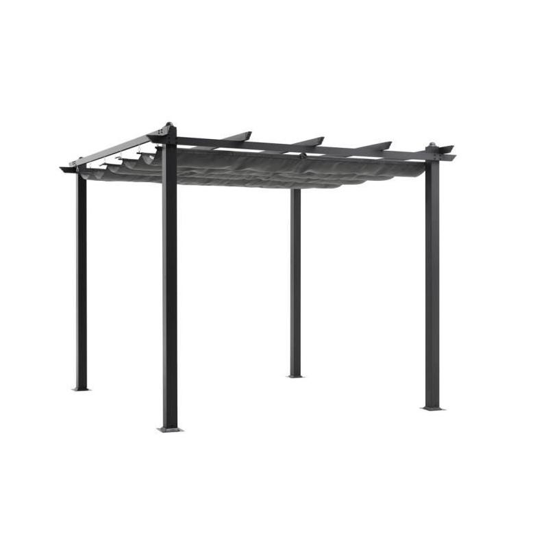 Pergola en aluminium CORDOBA - Gris - 3 x 3 m - Facile à Monter