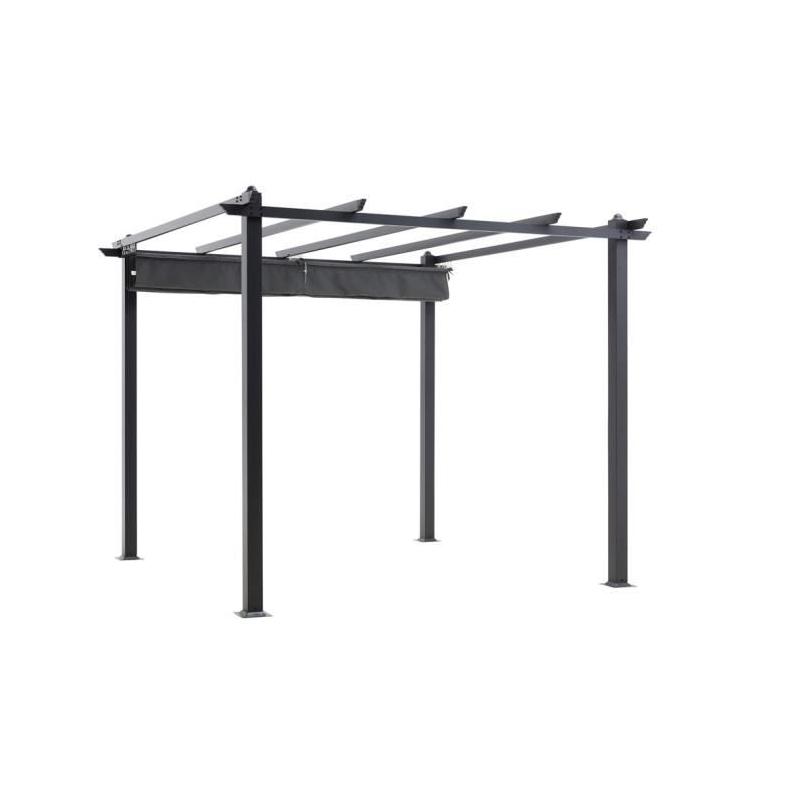 Pergola en aluminium CORDOBA - Gris - 3 x 3 m - Facile à Monter