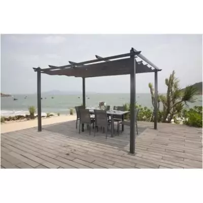 Pergola en aluminium CORDOBA - Gris - 4 x 3 m : design moderne et facile à monter