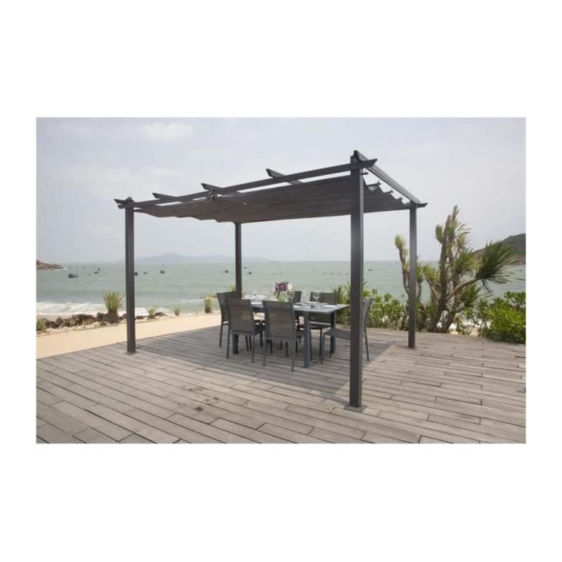 Pergola en aluminium CORDOBA - Gris - 4 x 3 m : design moderne et facile à monter