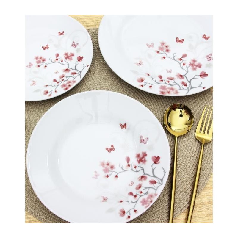 Ensemble de Table 18 pièces Porcelaine Papillons Rouge