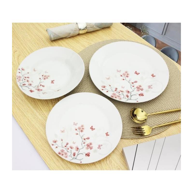 Ensemble de Table 18 pièces Porcelaine Papillons Rouge