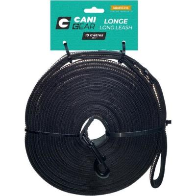 Longe pour chien CANI GEAR 10m - Néoprène souple avec poignée - Noir