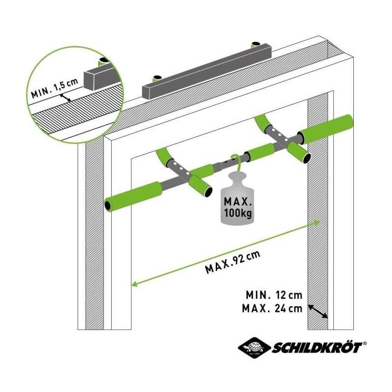 Barre porte de traction multifonctionnelle SCHILDKRÖT - Dimensions compactes