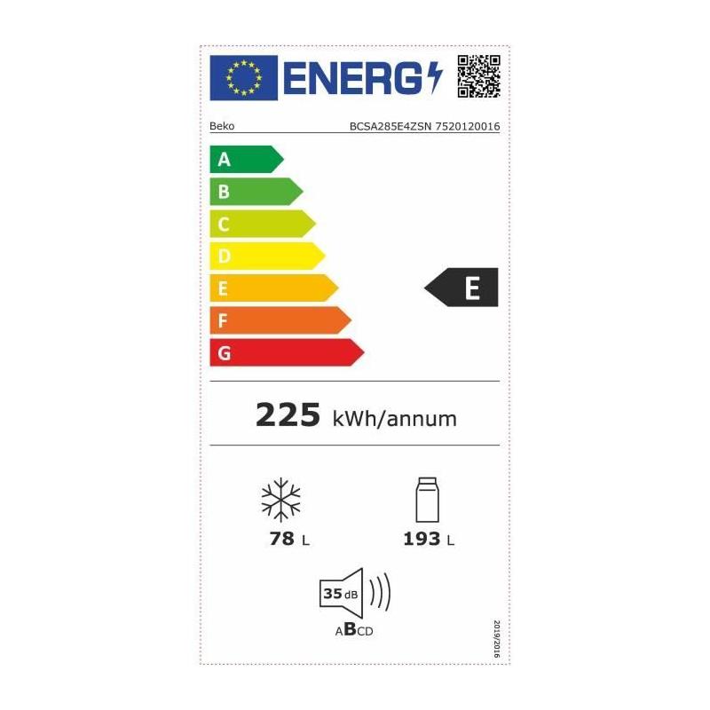 Réfrigérateur intégrable combiné BEKO BCSA285E4ZSN - 271L - Blanc