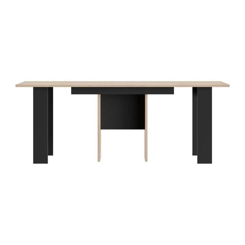 Table console extensible DIAGONE EXIT Chene clair/Noir - Jusqu'a 14 couverts