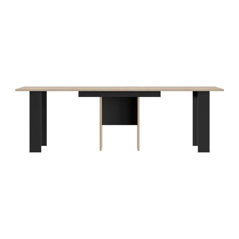 Table console extensible DIAGONE EXIT Chene clair/Noir - Jusqu'a 14 couverts