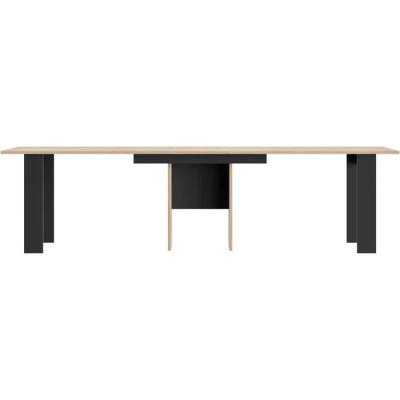Table console extensible DIAGONE EXIT Chene clair/Noir - Jusqu'a 14 couverts