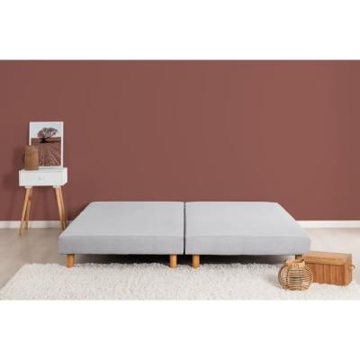 Sommiers tapissiers à lattes 2x80x200 - Bois massif gris + pieds