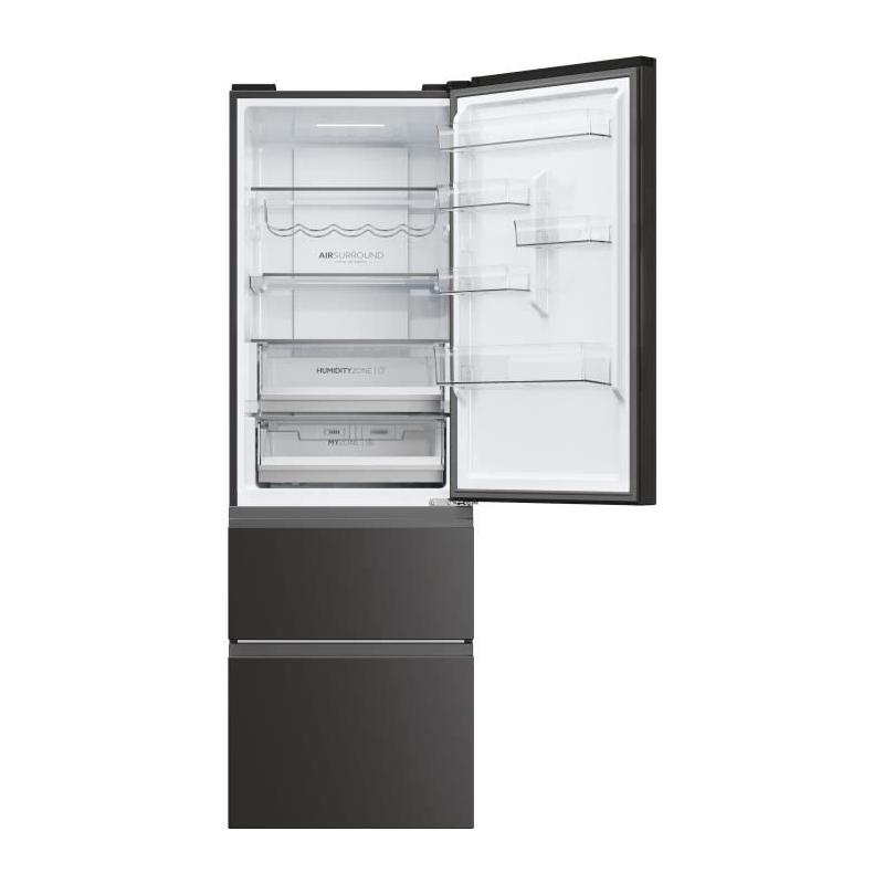 Réfrigérateur Combiné HAIER 3D 60 Series 5 HTW5618ENPT Noir - 360 L