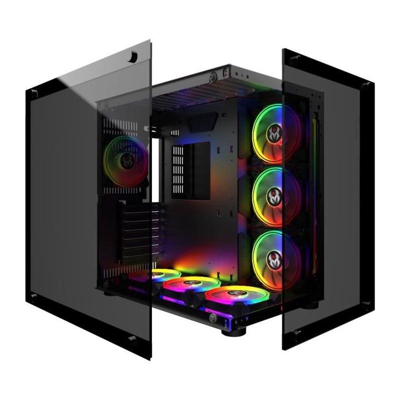 Boîtier PC Gamer ATX Noir RGB Crystal Sea - Dimensions Compactes