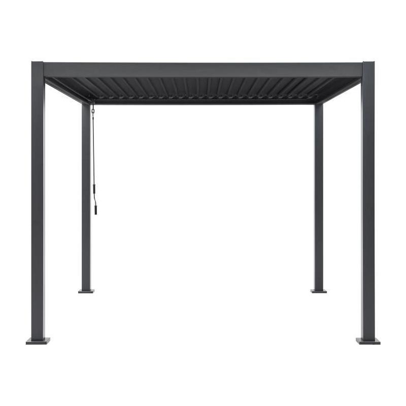 Pergola bioclimatique GAYA - Aluminium/acier - 290x290xH240 cm - Gris