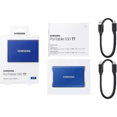 SSD Externe SAMSUNG T7 Bleu 2 To - Haute performance et grande capacité