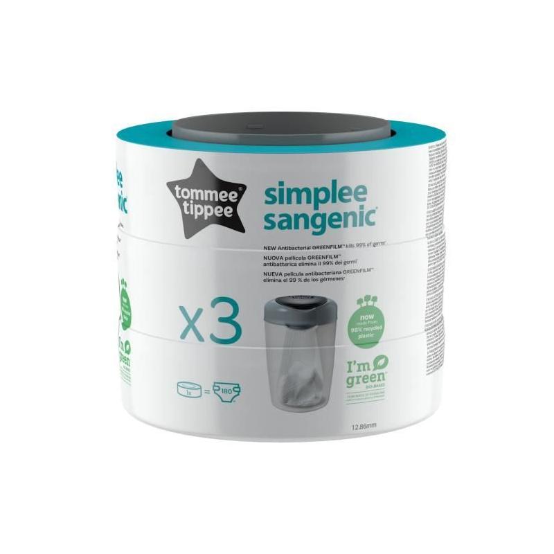 Recharges Poubelle à Couches TOMMEE TIPPEE Simplee Sangenic - Lot de 3
