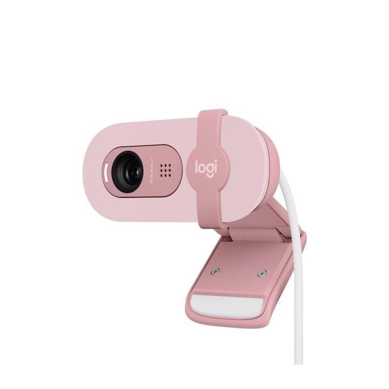 Webcam Logitech Brio 100 Full HD Rose avec Confidentialité et Correction Automatique