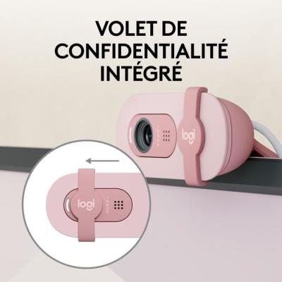 Webcam Logitech Brio 100 Full HD Rose avec Confidentialité et Correction Automatique