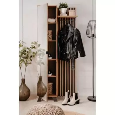 Vestiaire avec miroir MEDAN 42A - Anthracite / Chene artisan • 80 x 190 x 37 cm