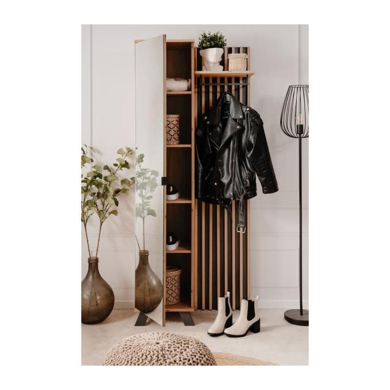 Vestiaire avec miroir MEDAN 42A - Anthracite / Chene artisan • 80 x 190 x 37 cm