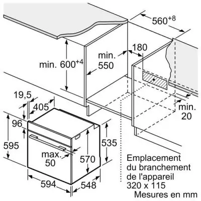 Four pyrolyse BOSCH SER4 HQG572BB3F - Noir - 8 modes - 59,5 x 59,4 x 54,8 cm