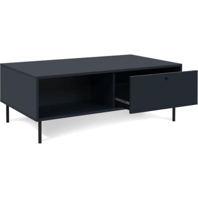Table basse CARACAS 55A: Bleu marine - 2 tiroirs, 2 niches - 110 x 40 x 60 cm