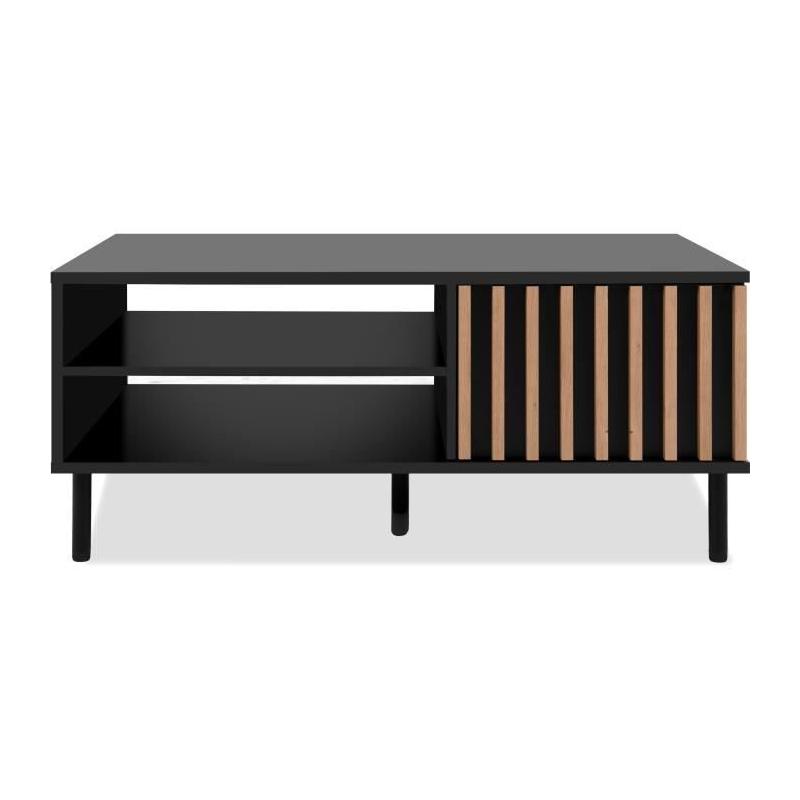 Table basse moderne MONZA 55A - Noir / Chene artisan - Livraison compacte