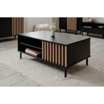 Table basse moderne MONZA 55A - Noir / Chene artisan - Livraison compacte