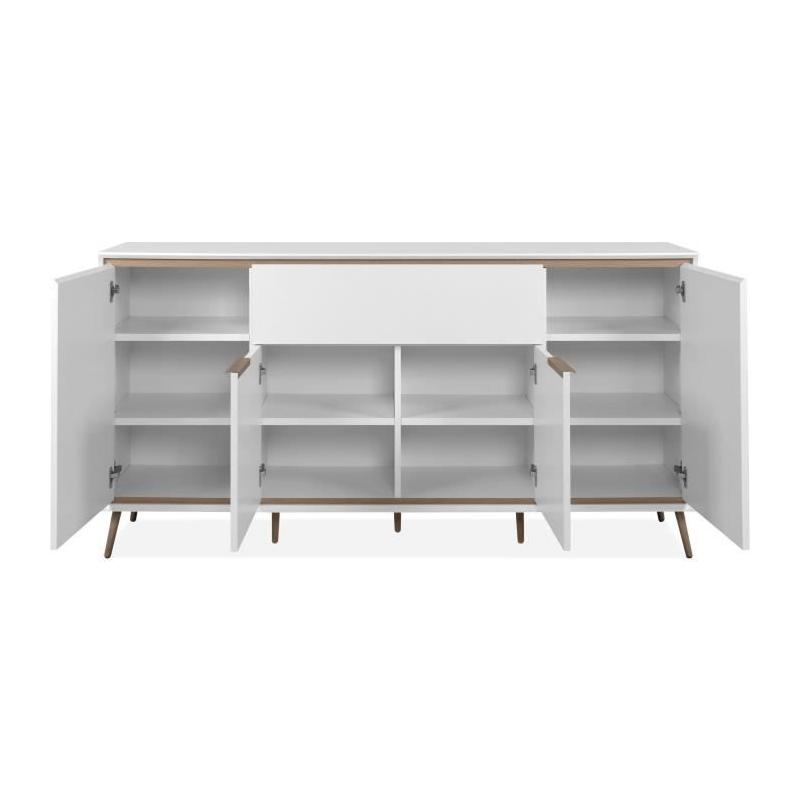 Buffet ARONA 51B - Blanc/Chene artisan - Spacieux et élégant