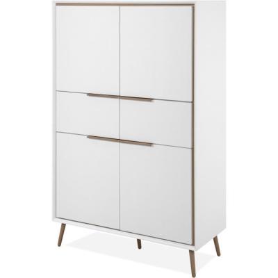 Buffet Haut Arona 53B Blanc/Chêne - 4 portes, 2 tiroirs