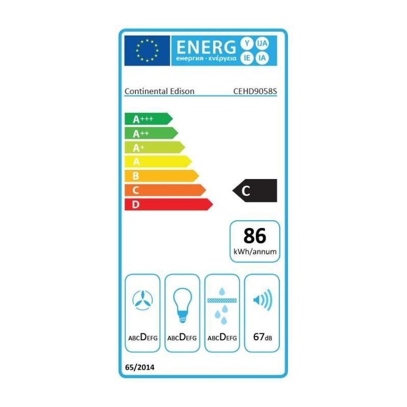 Hotte inox design Continental Edison - 90 cm