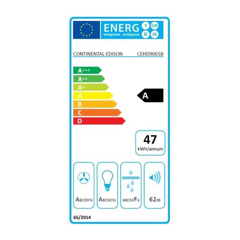 Hotte décorative noire - Continental Edison CEHD9065B - 90 cm