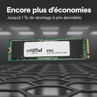 SSD interne CRUCIAL E100 1 To PCIe Gen4 NVMe M.2 - Jusqu'à 5000 Mo/s