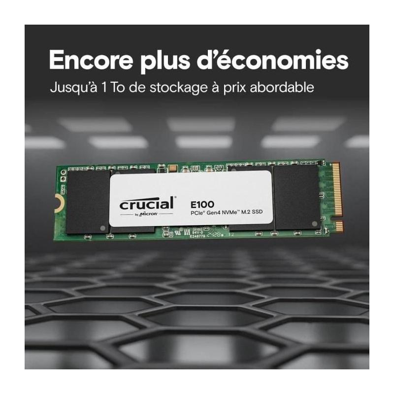 SSD interne CRUCIAL E100 1 To PCIe Gen4 NVMe M.2 - Jusqu'à 5000 Mo/s