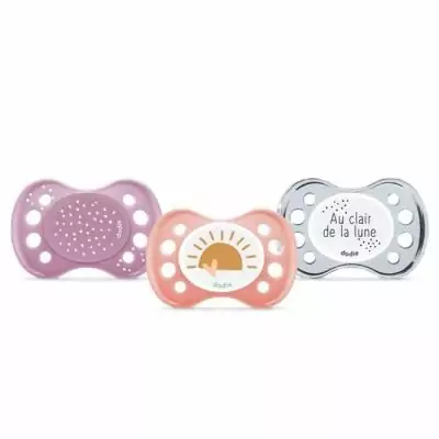 Lot de 3 sucettes anatomiques jour et nuit 0-6 mois - Idéal pour bébé!